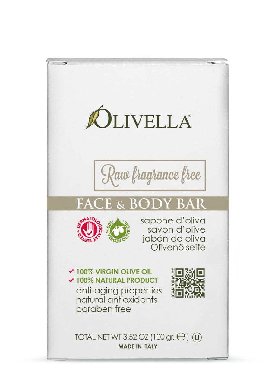 Olivella All Natural 100% Virgin Olive Oil Face And Body Soap, Fragrance Free, 3.52 Oz
